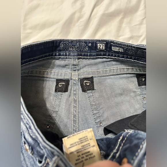 Miss Me Bootcut Mid Rise Stretch Embroidered Studded Jeans Blue Medium Wash 27 - Picture 5 of 13